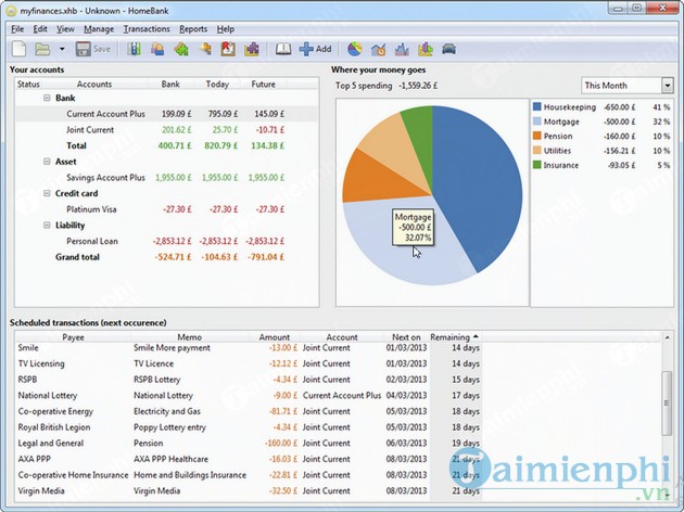 Phần mềm quản lý tài chính HomeBank