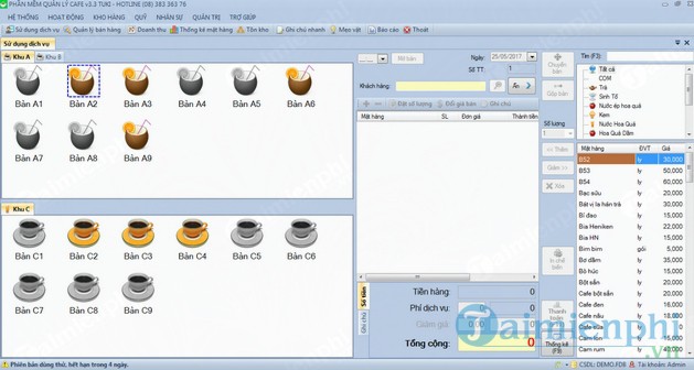 Phần mềm quản lý quán cafe TUKI CAFE