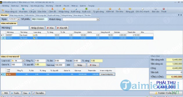 Phần Mềm Quản Lý Tiệm Vàng TUKI GOLD