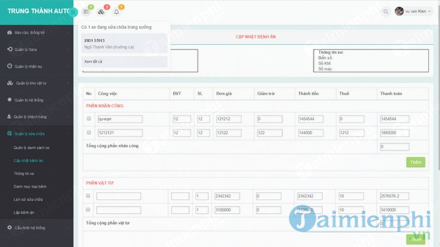 Phần mềm quản lý gara ô tô Newway