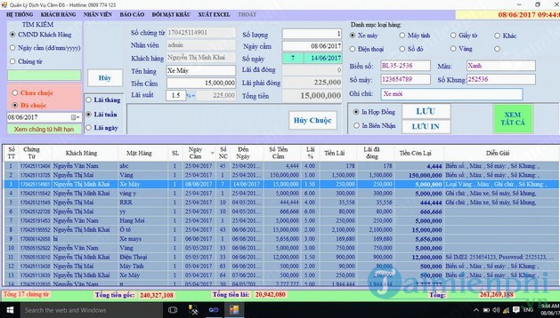 Phần mềm quản lý cầm đồ Toàn Cầu