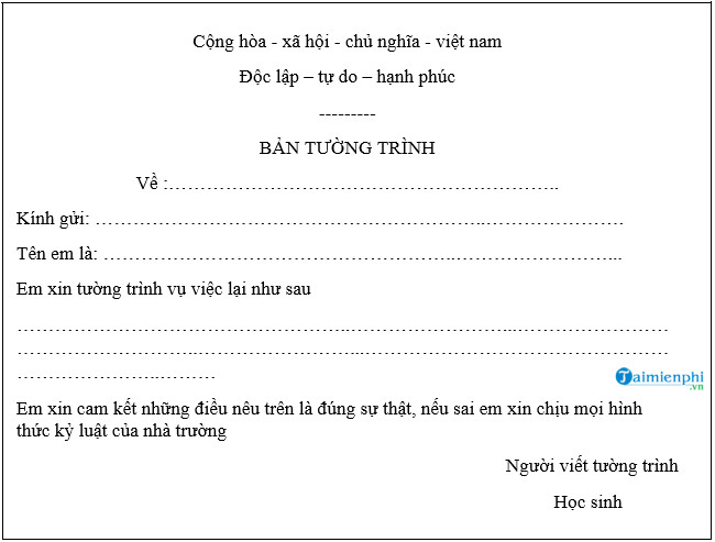 mau ban tuong trinh cua hoc sinh