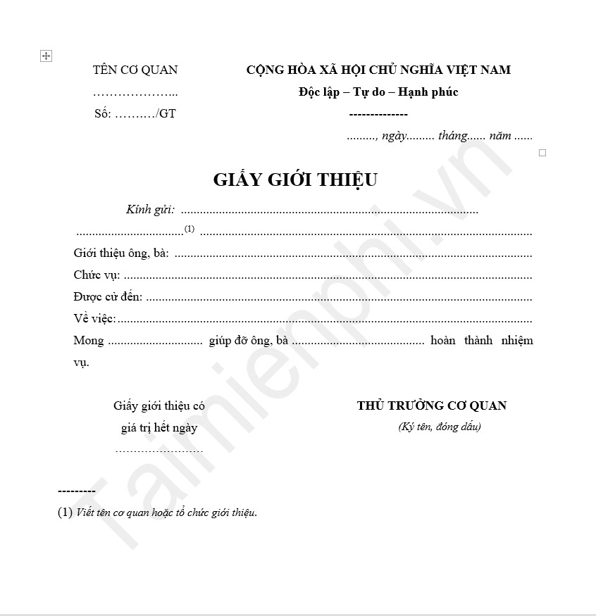 mau giay gioi thieu