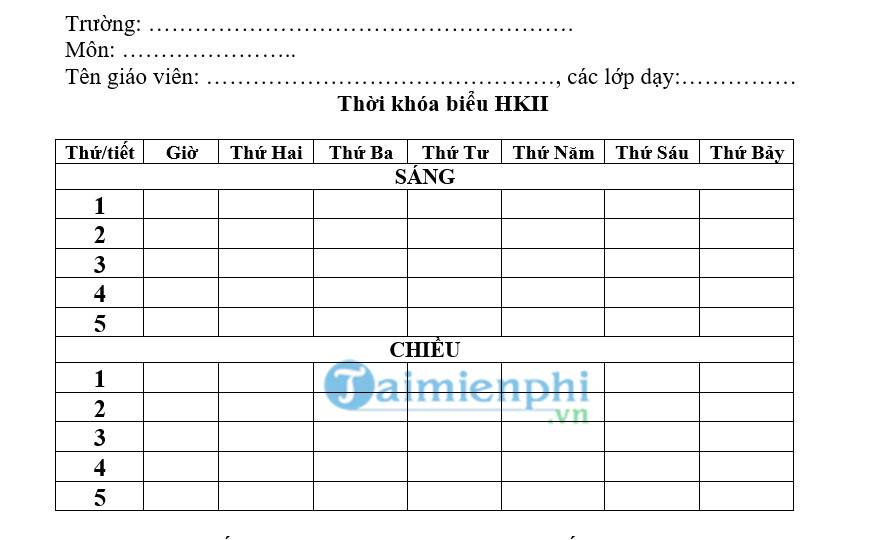 mau thoi khoa bieu cap 3