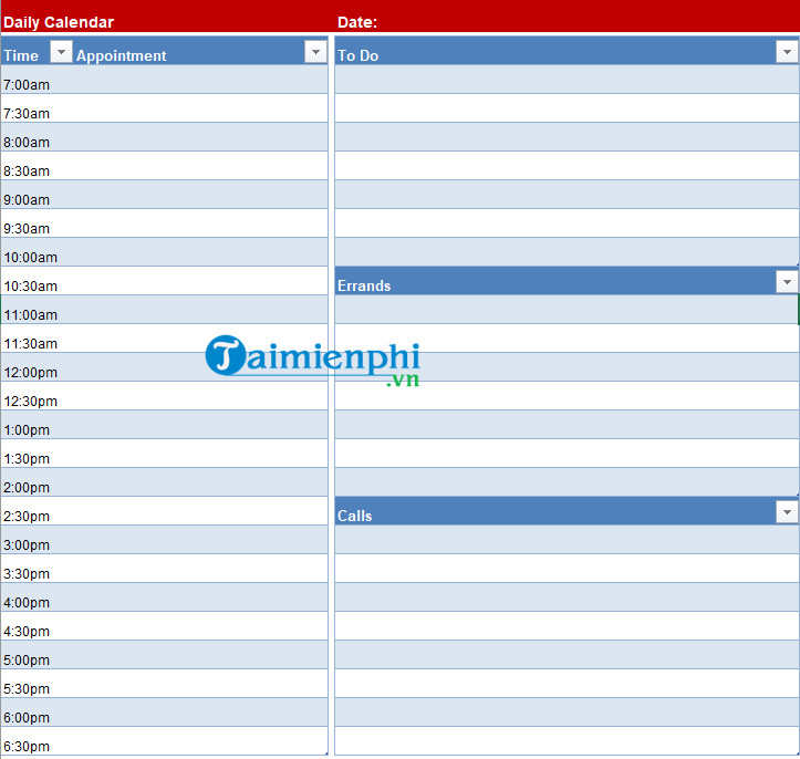 mau thoi khoa bieu lich lam viec hang ngay