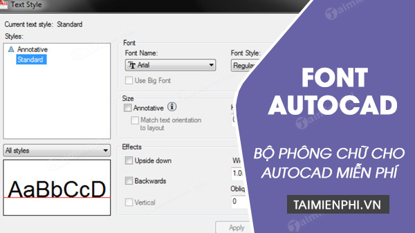 tai font autocad