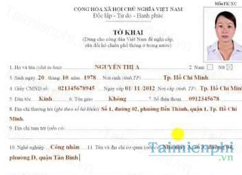 Tờ khai hộ chiếu