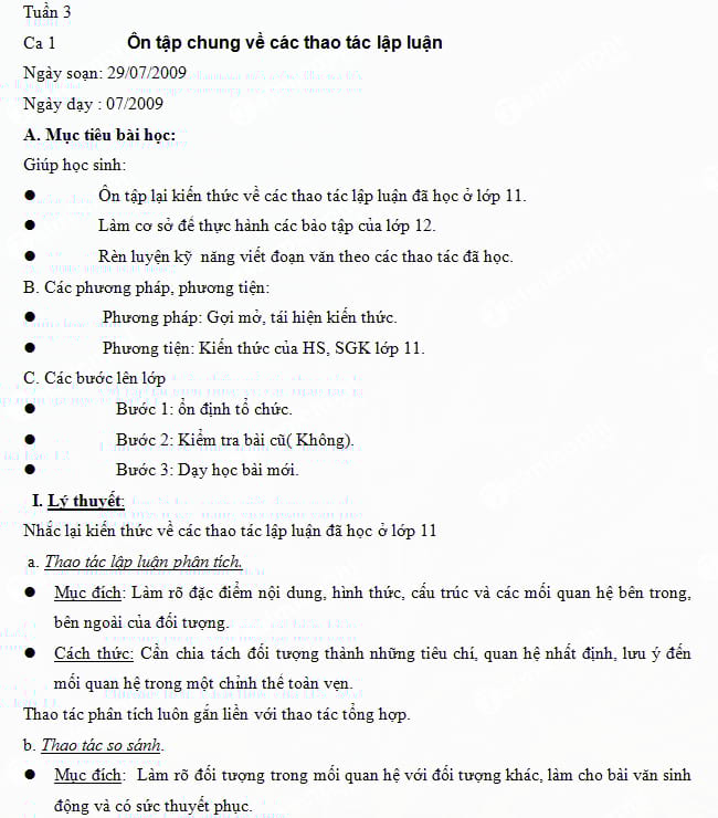 Giáo án dạy thêm môn Ngữ văn lớp 12