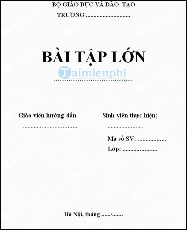 Mẫu bìa bài tập lớn