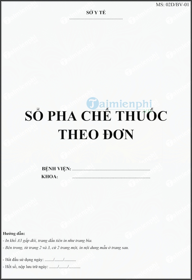 Mẫu sổ pha chế thuốc theo đơn