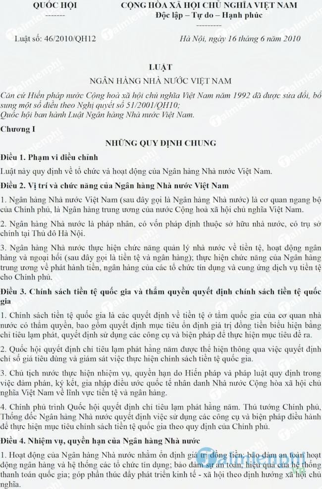 Luật ngân hàng nhà nước Việt Nam