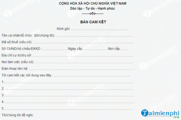 mau giay cam ket nop bang tot nghiep