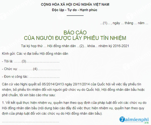 mau bao cao cua nguoi duoc lay phieu tin nhiem