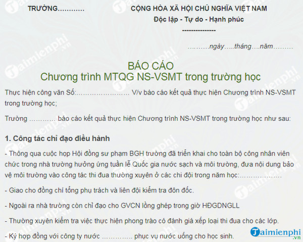 bao cao cong tac giao duc bao ve moi truong trong truong hoc
